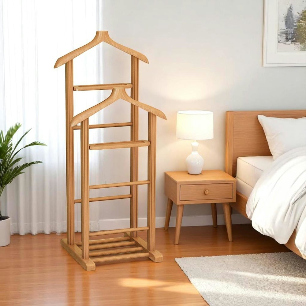 Valet de chambre double portant - bois clair