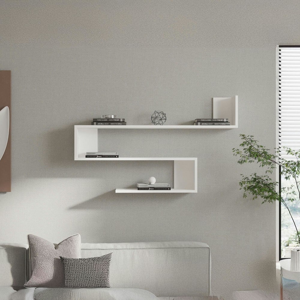 Etagère murale zigzag blanche 3 niveaux