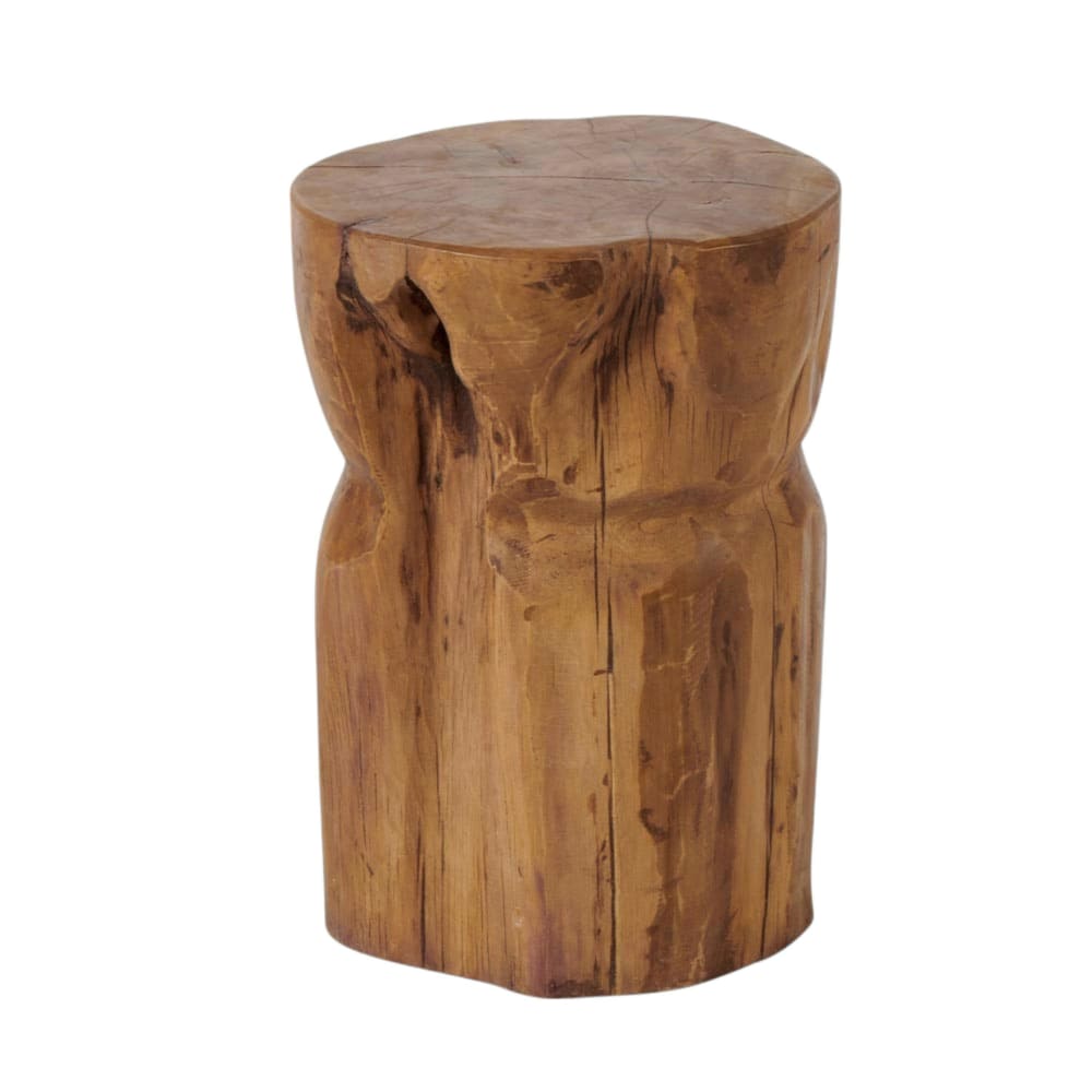 Bout de canapé rond en teck massif naturel