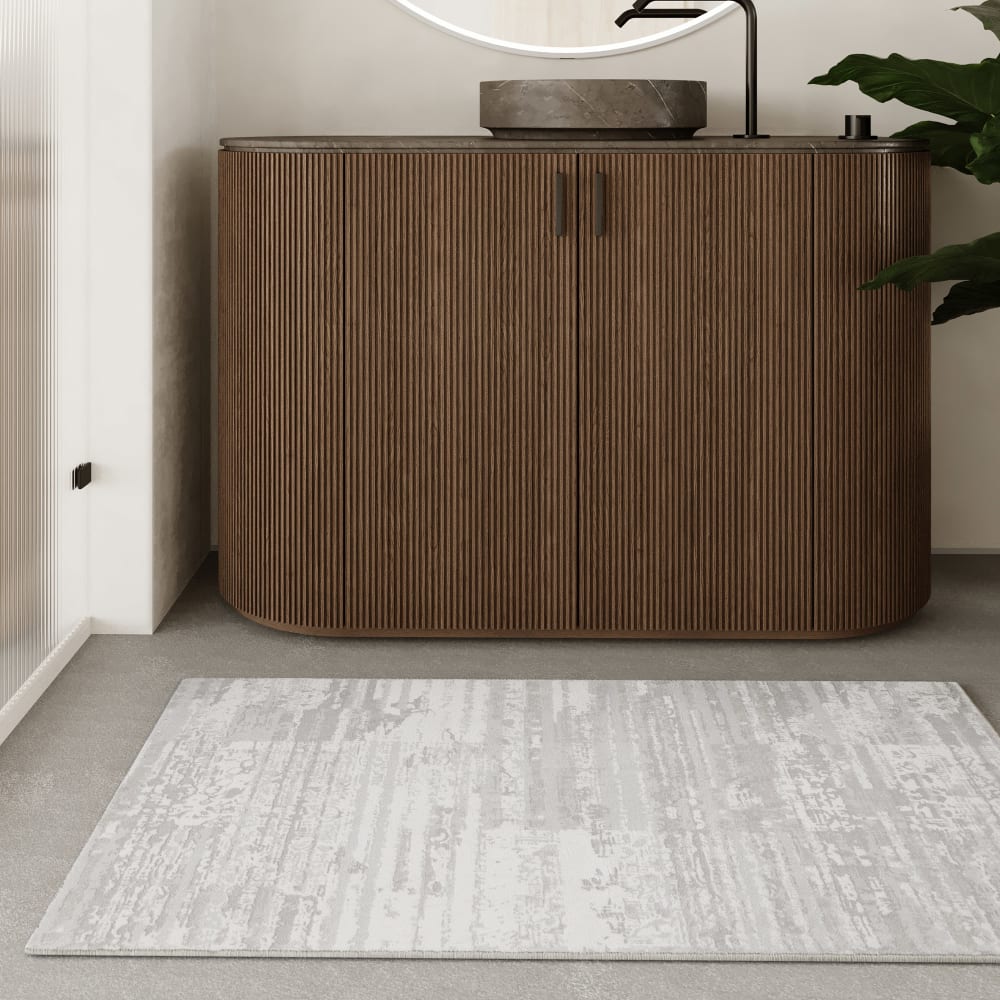 Badematte im Vintage-Look grau und weiß 80x150 - Maisons Du Monde