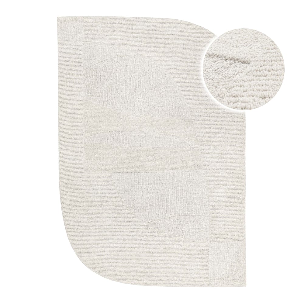 Tapis tufté à la main pure laine blanc cassé 70x140 — vue 4
