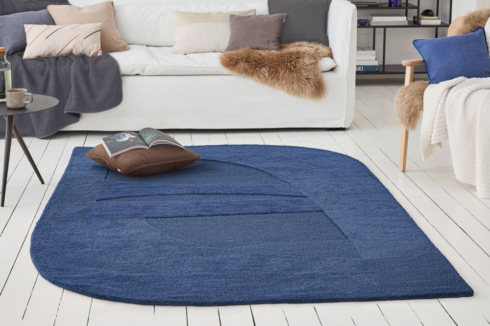 Tapis tufté à la main pure laine bleu 110x170 — vue 3