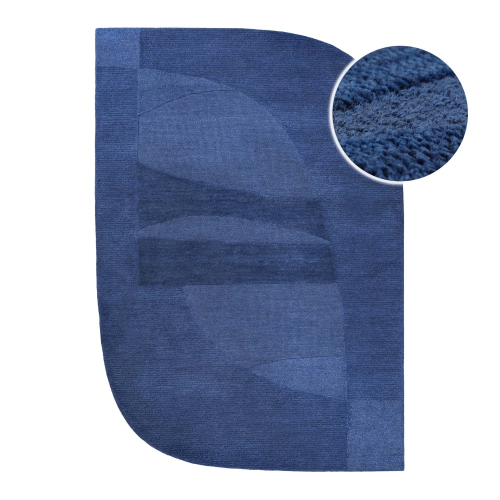 Tapis tufté à la main pure laine bleu 110x170 — vue 4