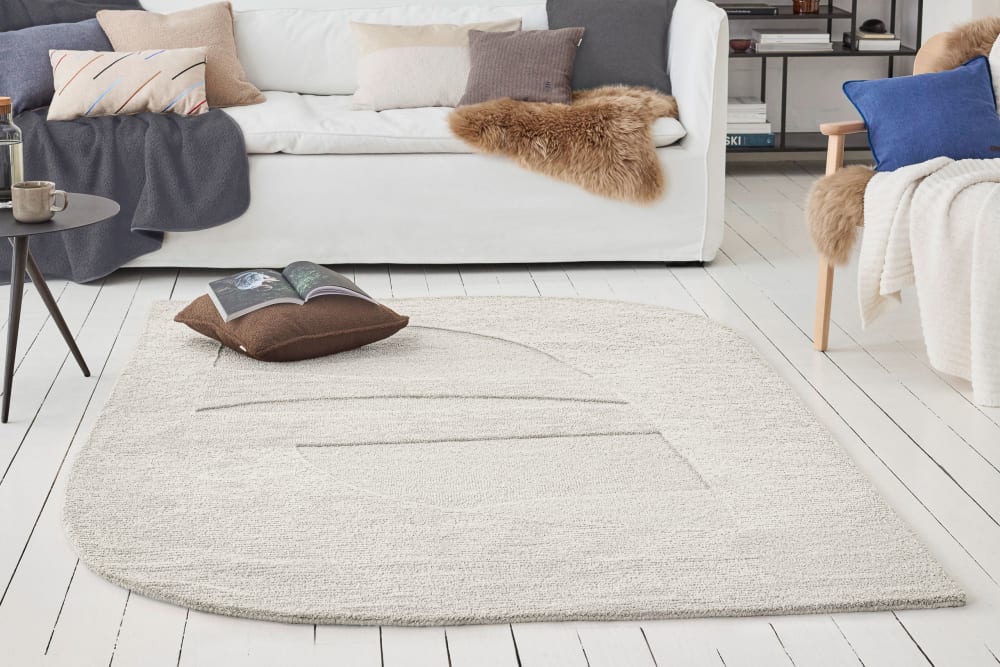 Tapis tufté à la main pure laine blanc cassé 110x170