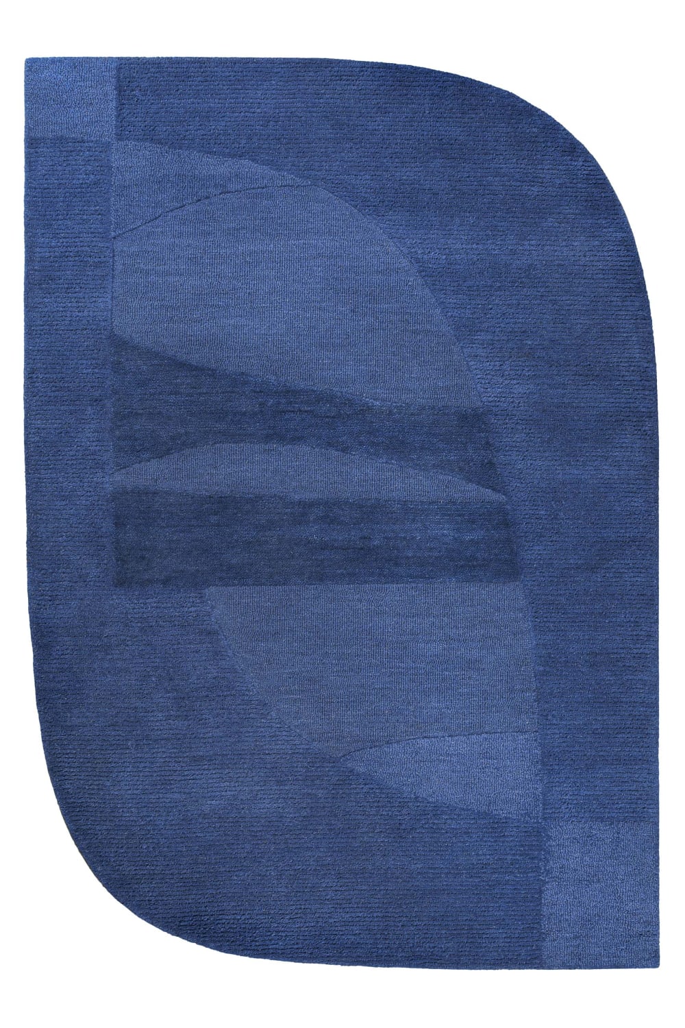 Tapis tufté à la main pure laine bleu 70x140