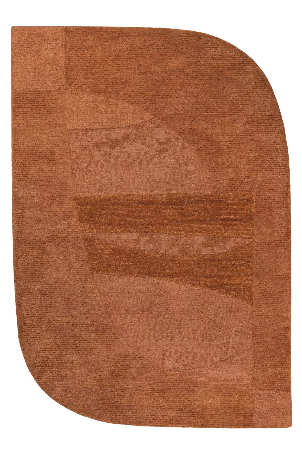 Tapis tufté à la main pure laine marron argile 70x140