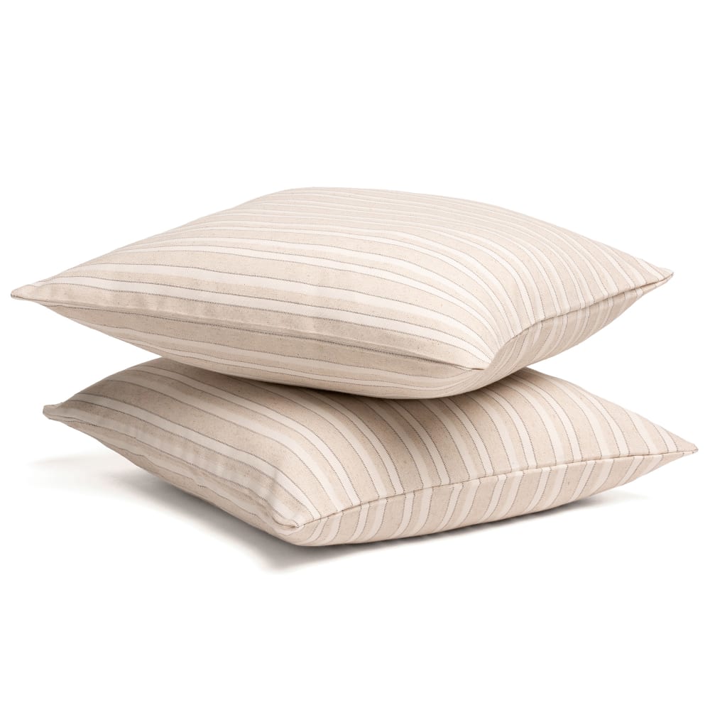 Lot de 2 housses de coussin en coton rayures en relief lin 45x45 — vue 3