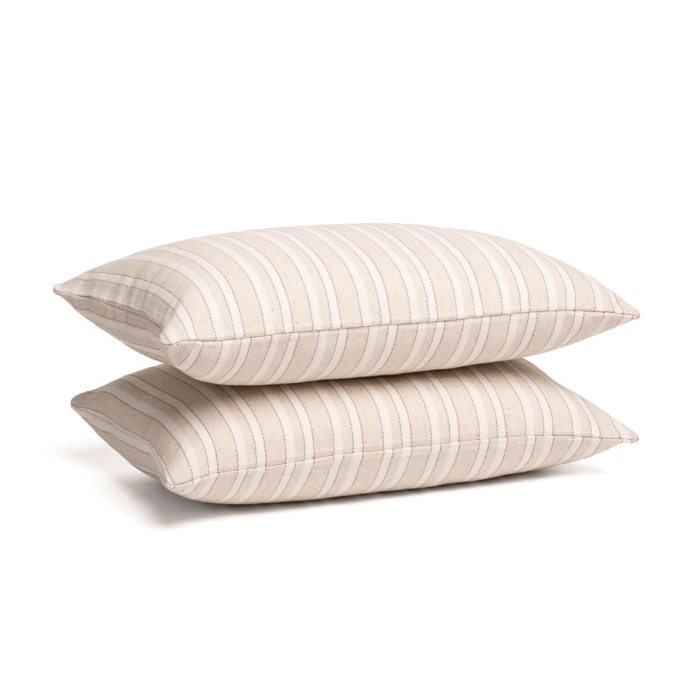 Lot de 2 housses de coussin en coton rayures en relief lin 50x30 — vue 3