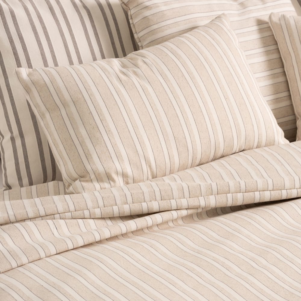 Lot de 2 housses de coussin en coton rayures en relief lin 50x30 — vue 4