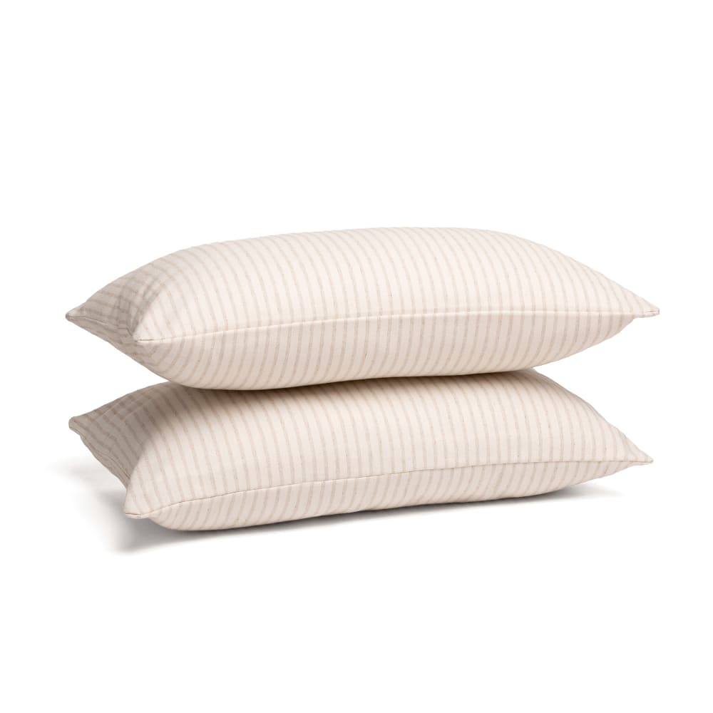 Lot de 2 housses de coussin en coton rayures en fil teint écru 50x30 — vue 3