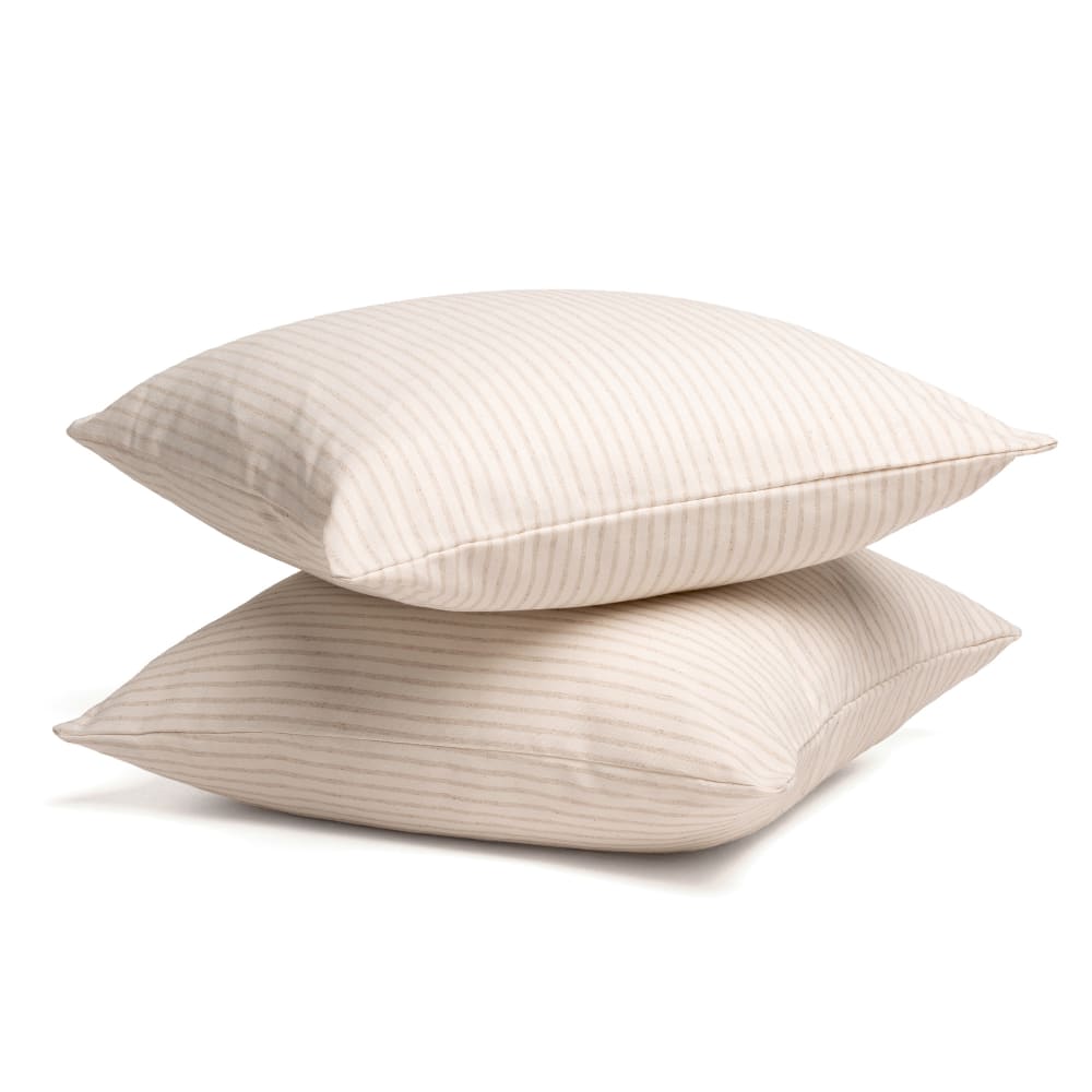 Lot de 2 housses de coussin en coton rayures en fil teint écru 45x45 — vue 3