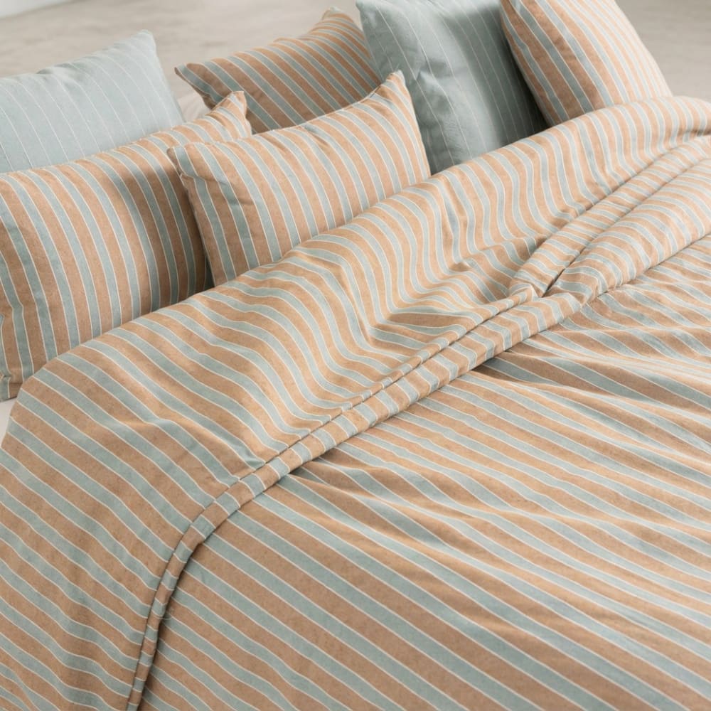 Housse de couette en coton ligne en relief camel 220x220 cm