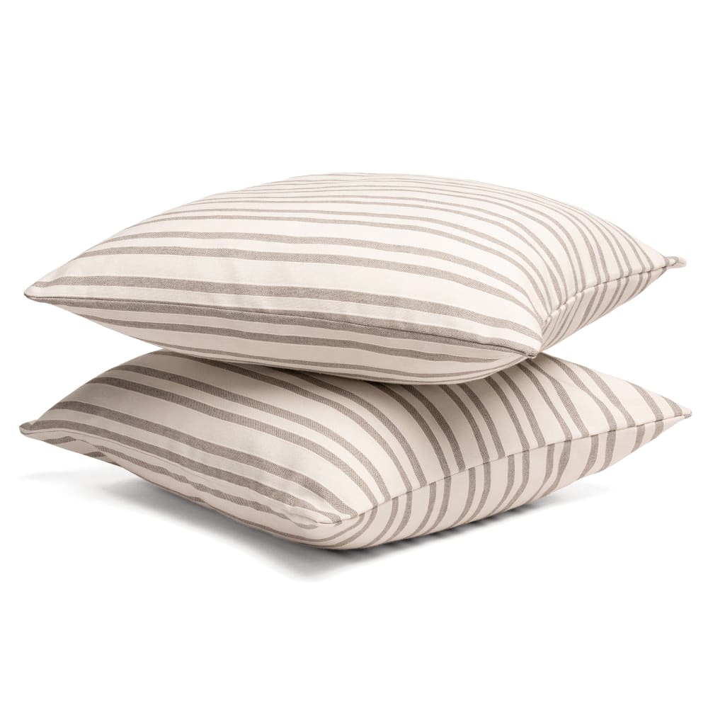 Lot de 2 housses de coussin en coton rayures en relief taupe 45x45 — vue 3