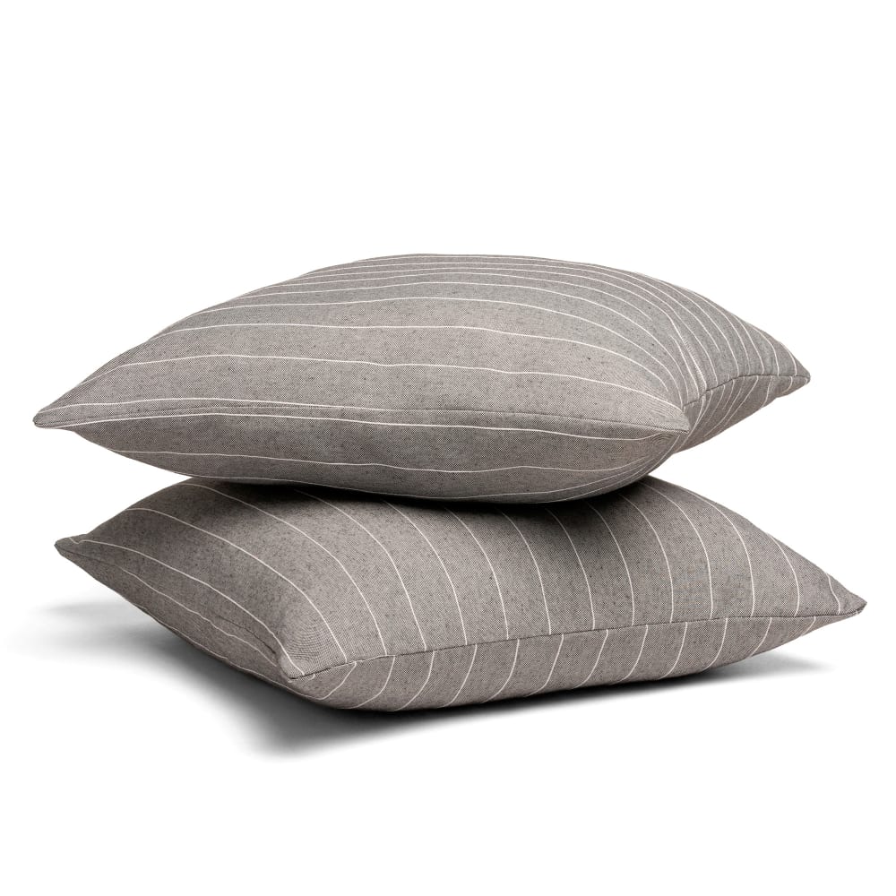 Lot de 2 housses de coussin en coton fil en relief anthracite 45x45 — vue 3