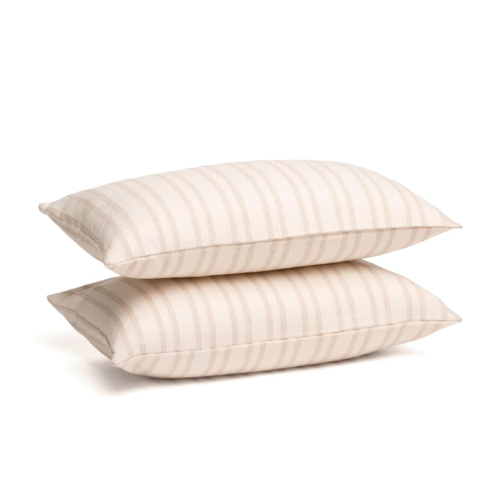 Lot de 2 housses de coussin en coton rayures en relief écru 50x30 — vue 3