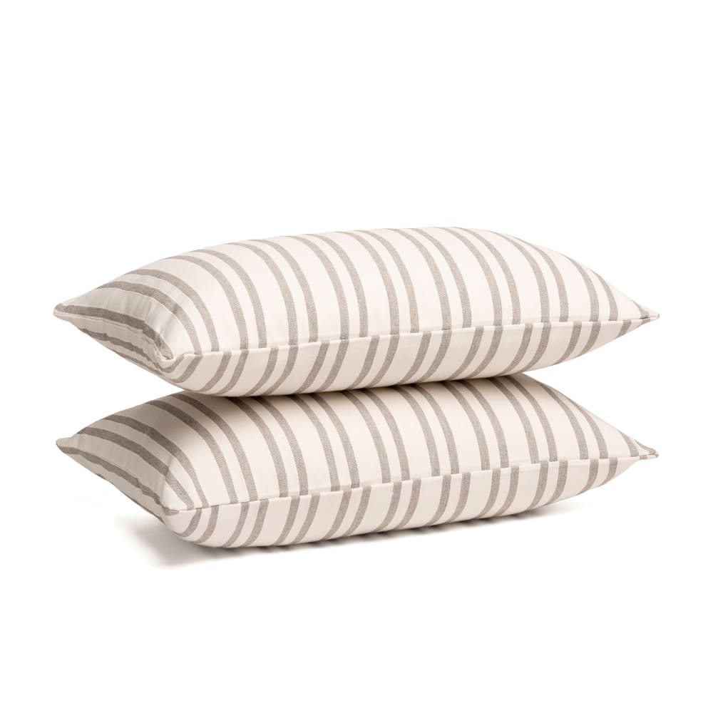Lot de 2 housses de coussin en coton rayures en relief taupe 50x30 — vue 3
