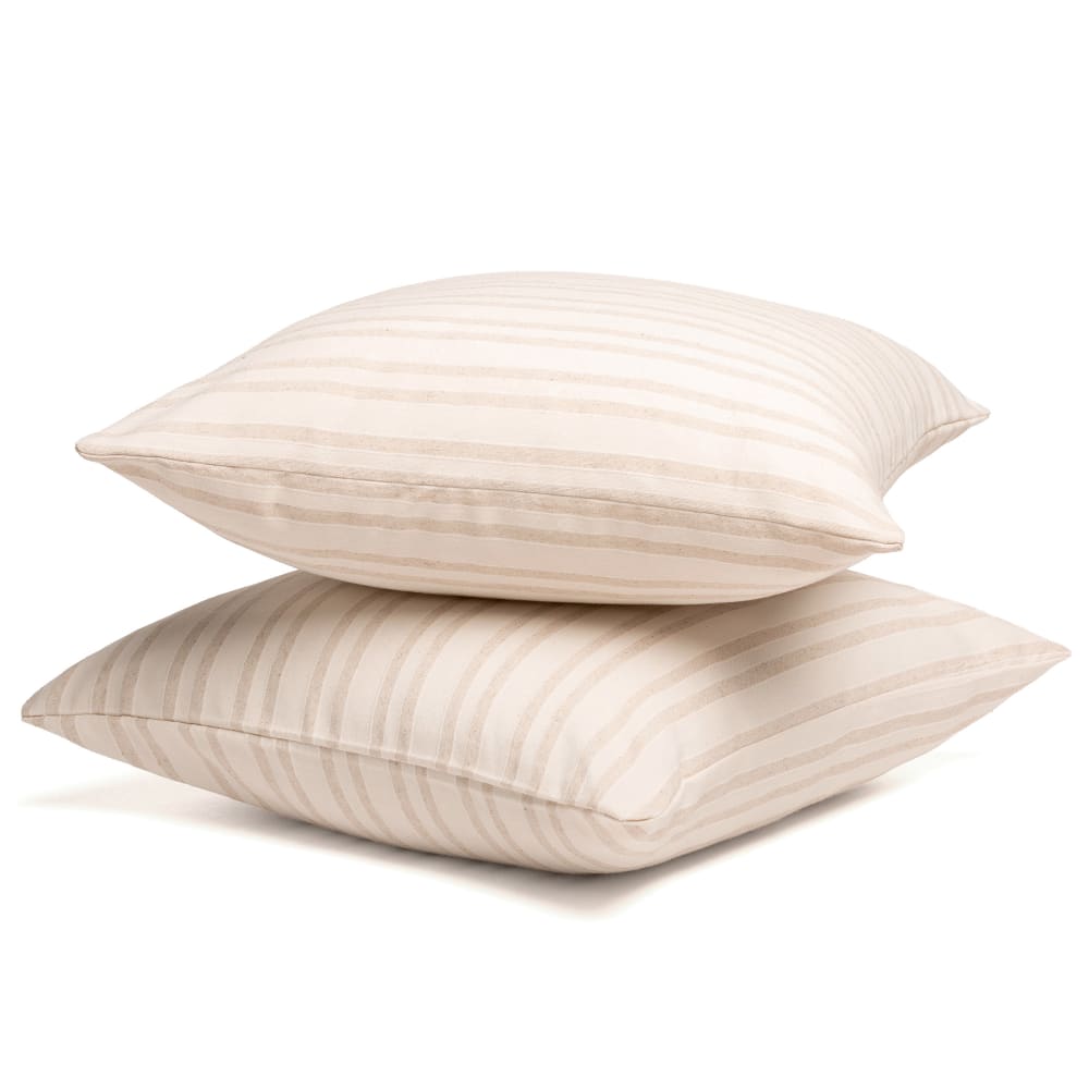 Lot de 2 housses de coussin en coton rayures en relief écru 45x45 — vue 3