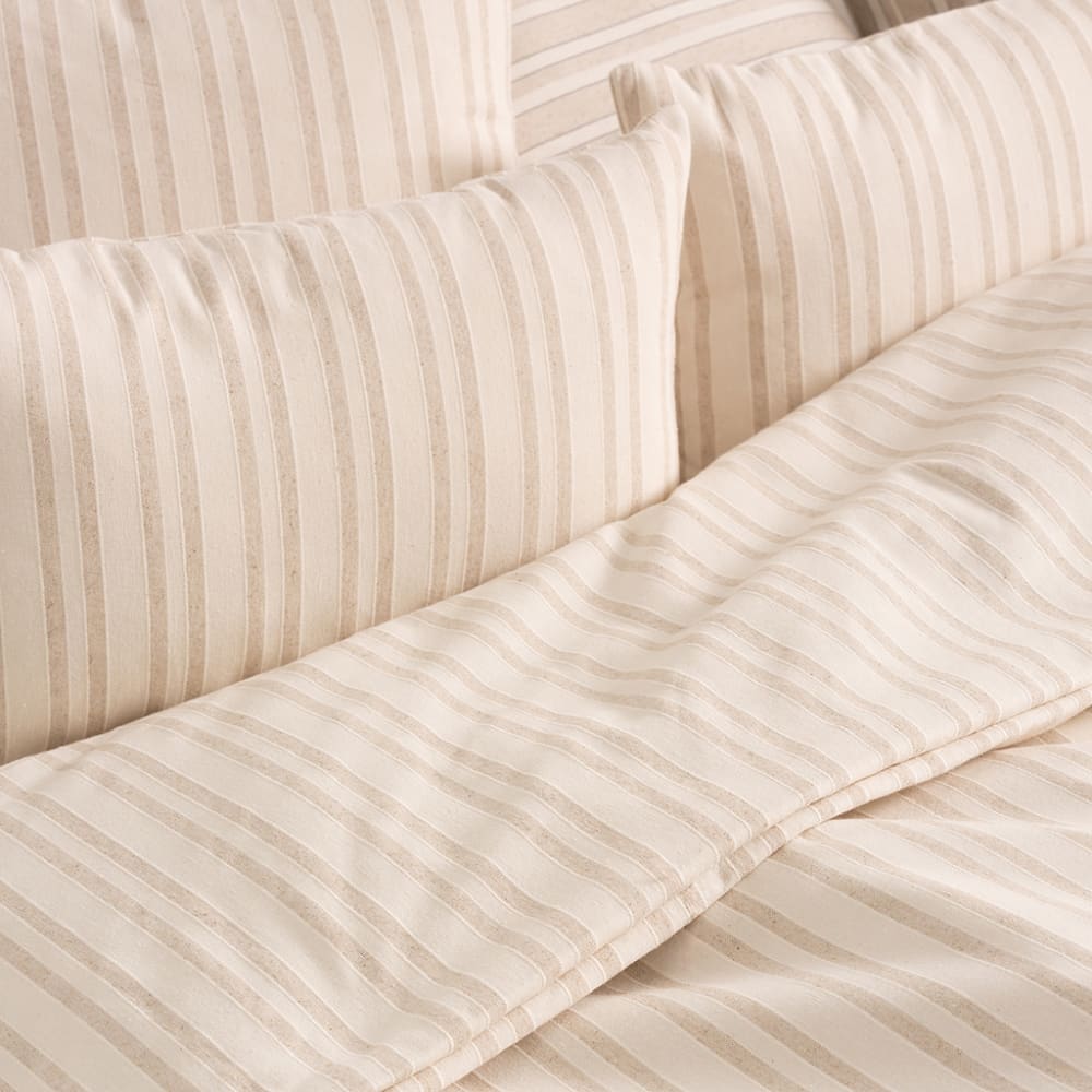 Lot de 2 housses de coussin en coton rayures en relief écru 45x45 — vue 4