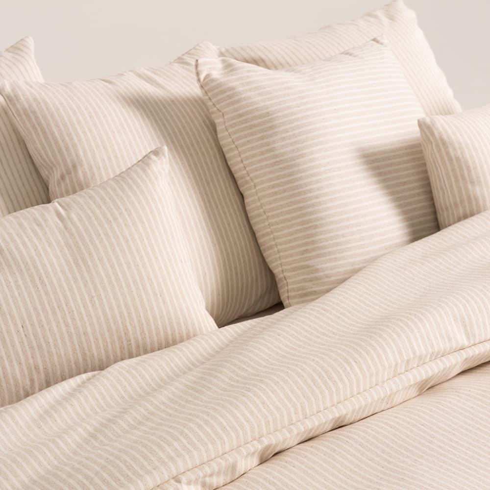 Lot de 2 housses de coussin en coton rayures en fil teint lin 45x45 — vue 4
