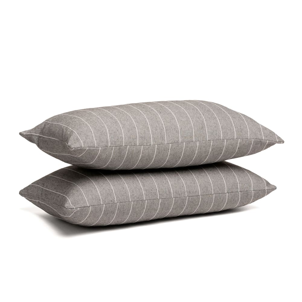 Lot de 2 housses de coussin en coton fil en relief anthracite 50x30