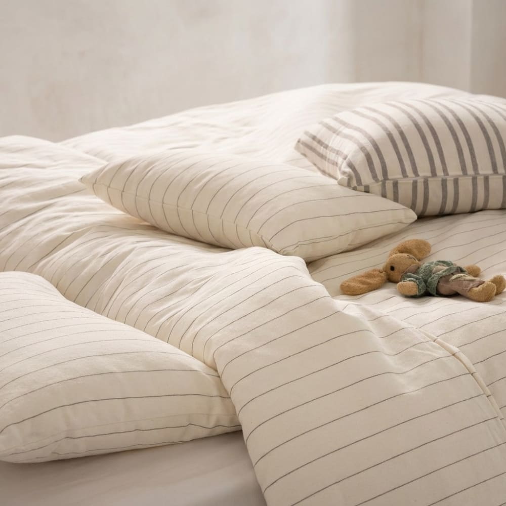 Housse de couette en coton fil en relief écru 220x220 cm