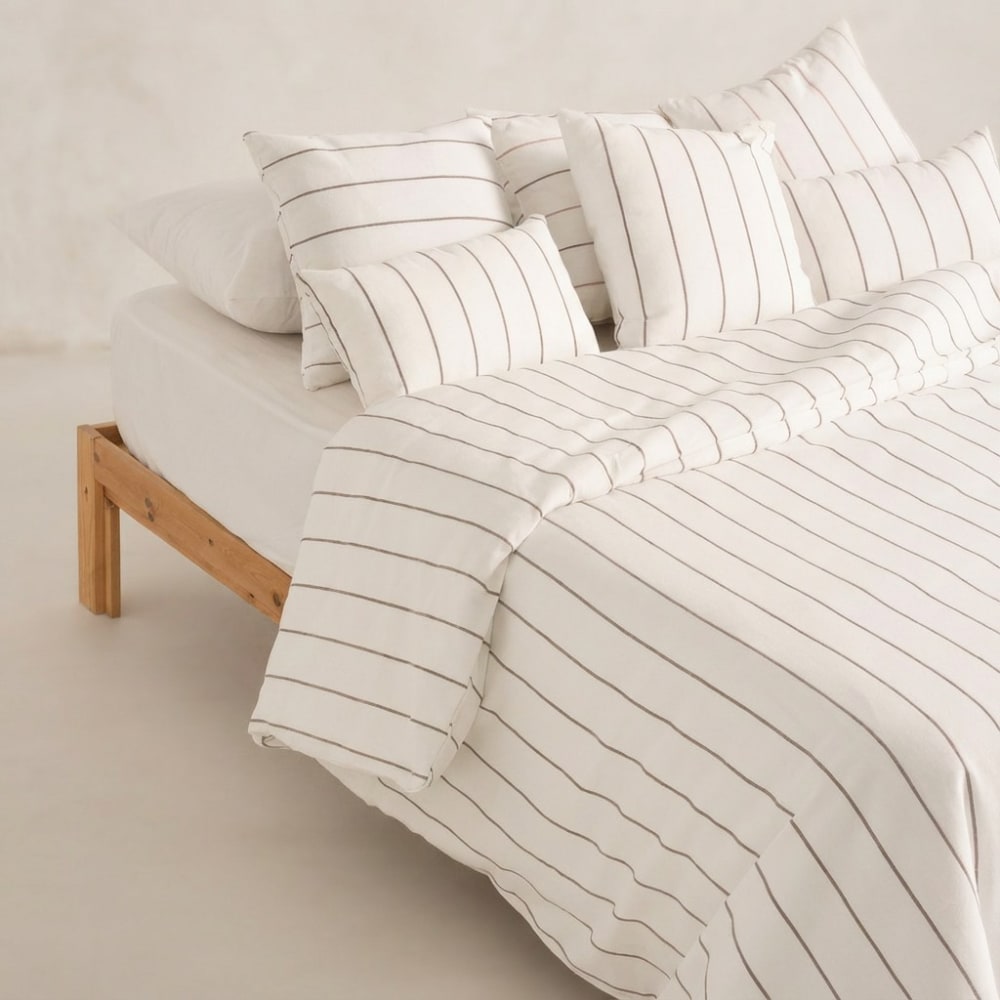Housse de couette en coton fil en relief teint lin 150x220 cm