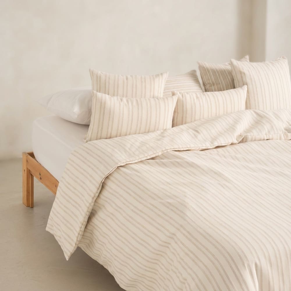 Housse de couette en coton rayures en relief écru 240x220 cm