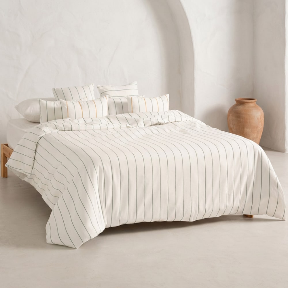 Housse de couette en coton fil en relief teint vert d'eau 150x220 cm — vue 3