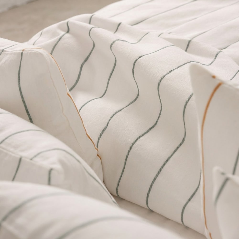 Housse de couette en coton fil en relief teint vert d'eau 150x220 cm — vue 4