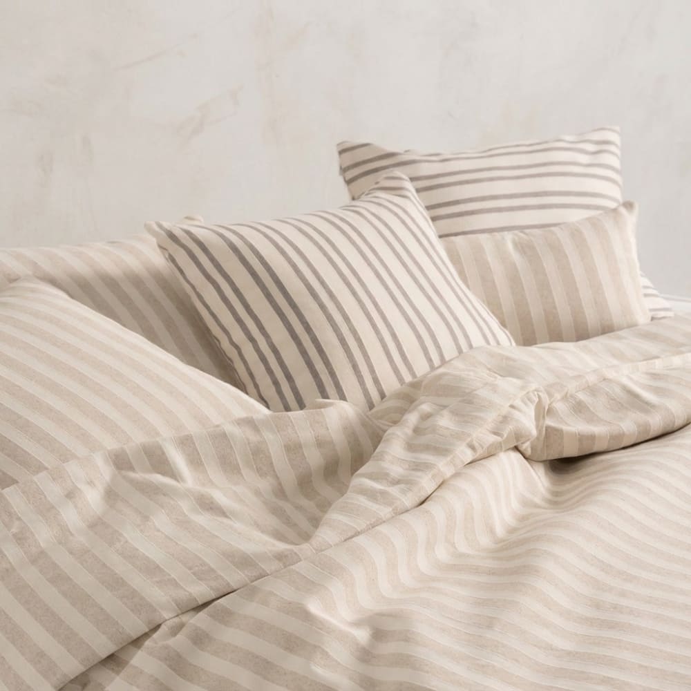 Bettbezug aus Baumwolle, Linie mit Struktur, Taupe, 220x220 cm -