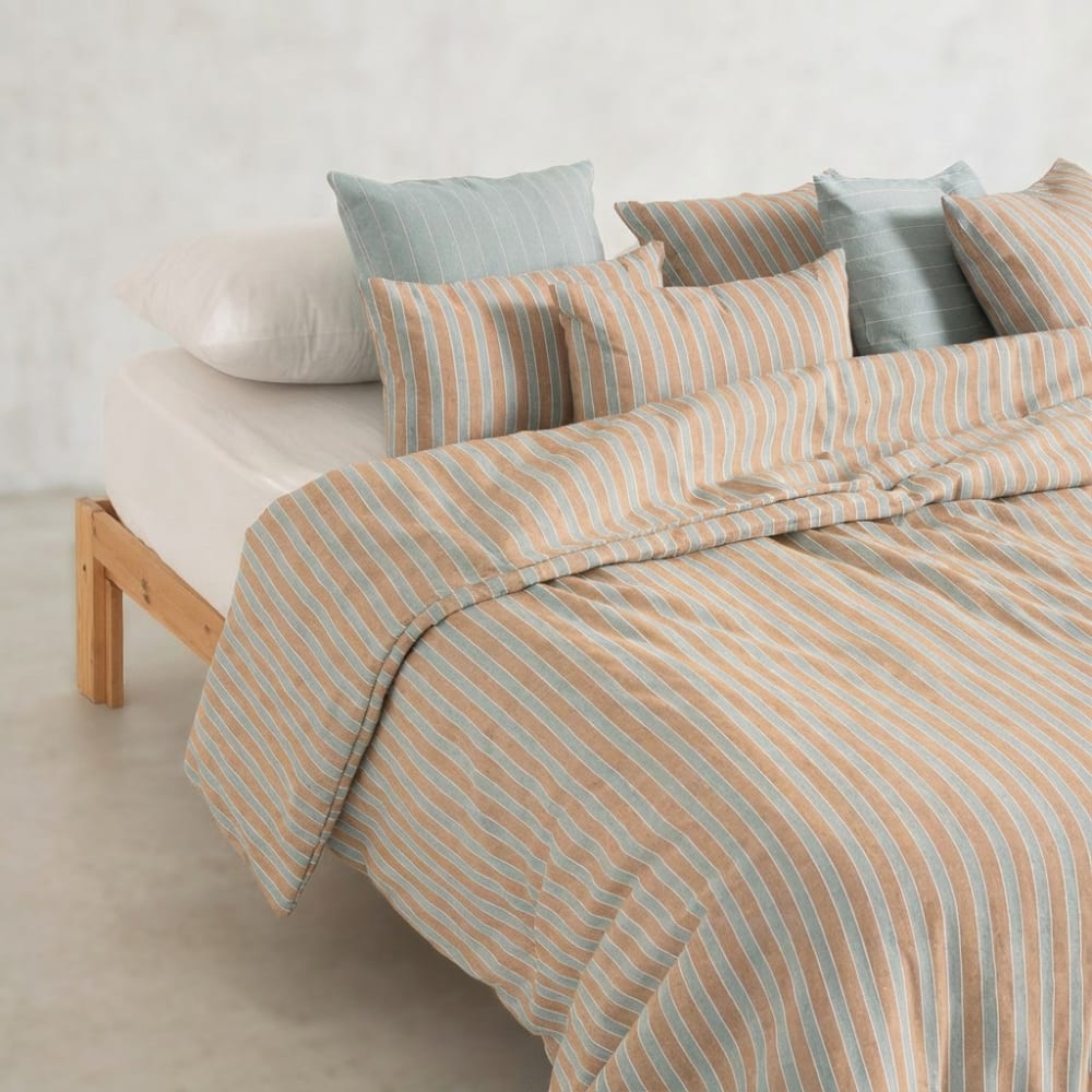 Bettbezug aus Baumwolle, Linie mit Struktur, Camel, 150x220 cm -