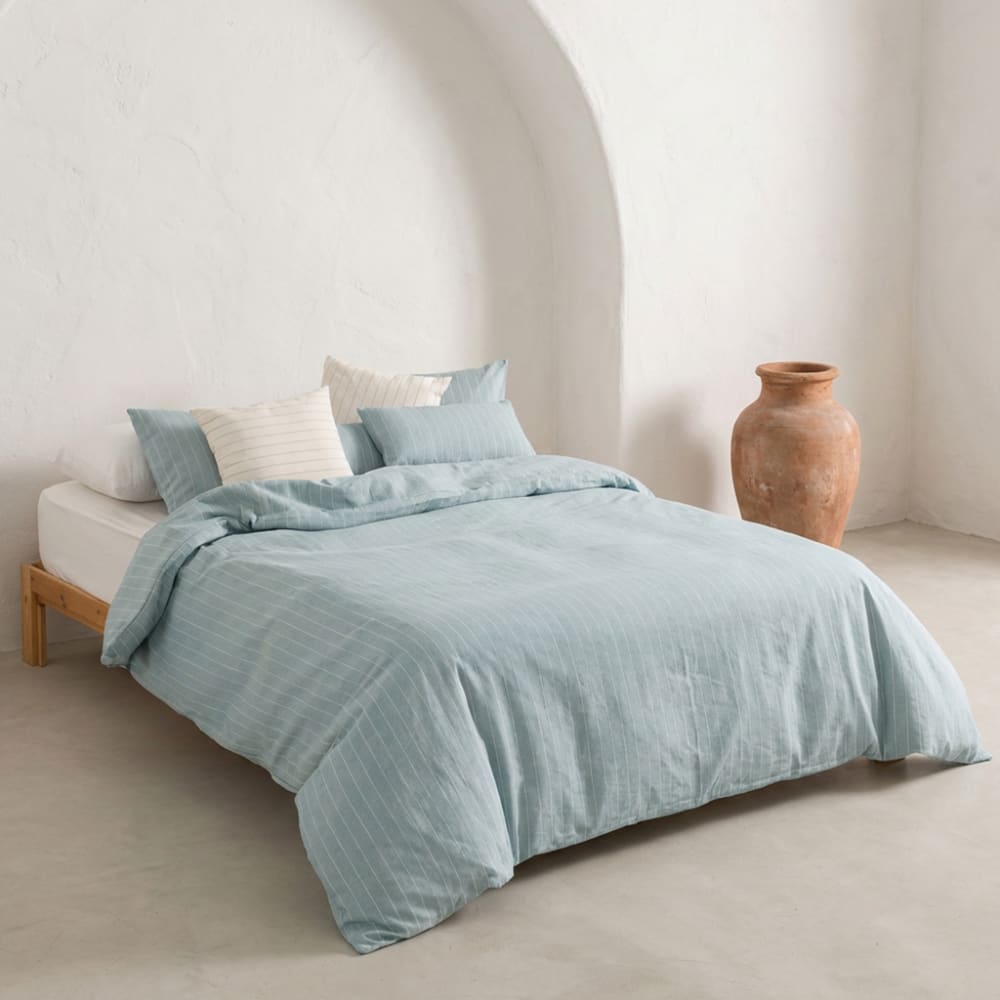 Bettbezug aus Baumwolle, Garn mit Struktur, Aqua, 150x220 cm -