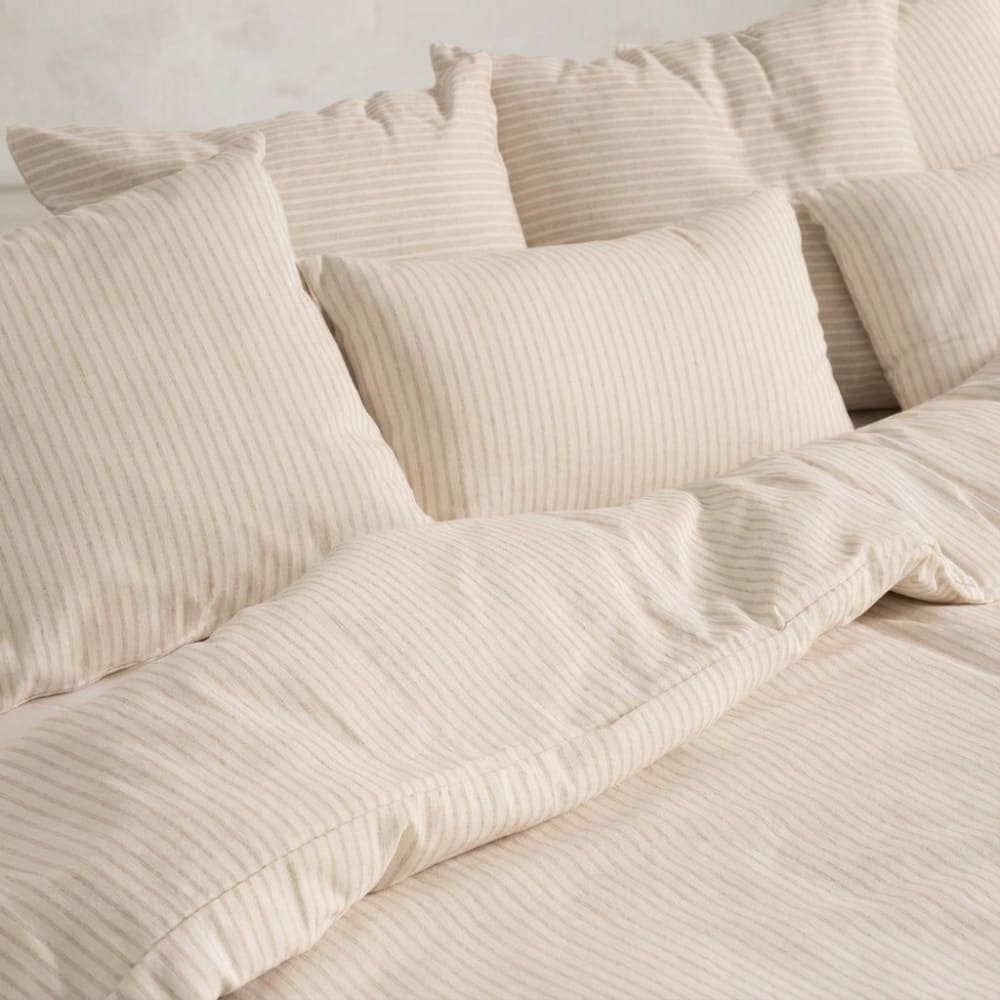Housse de couette en coton rayures en fil teint écru 260x240 cm
