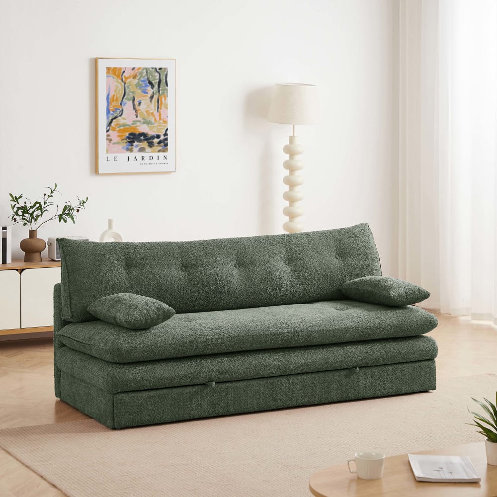 Banquette en tissu bouclette 3 places vert Banquette en tissu bouclette 3 places vert