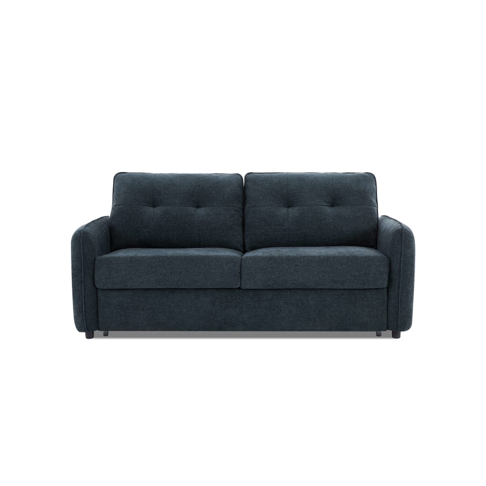 Canapé droit convertible en tissu chenille 3 places bleu canard