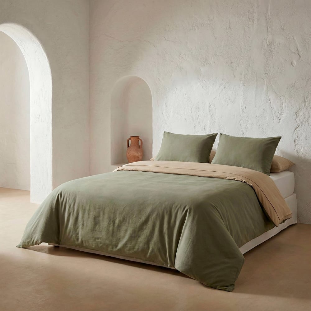 Wende-Bettwäsche-Set aus 100 % Baumwolle, 150x220 cm + 45x110 cm