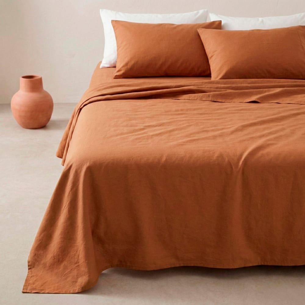 Bettwäsche-Set aus 100% Baumwolle, Terrakotta 180x200 +