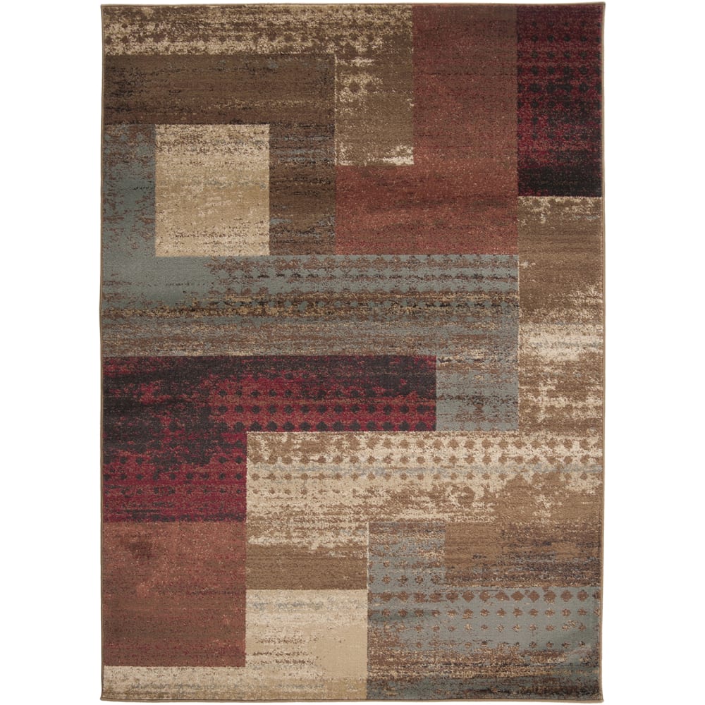 Moderner Grafischer Teppich in Dunkelrot 200x290 - Maisons Du