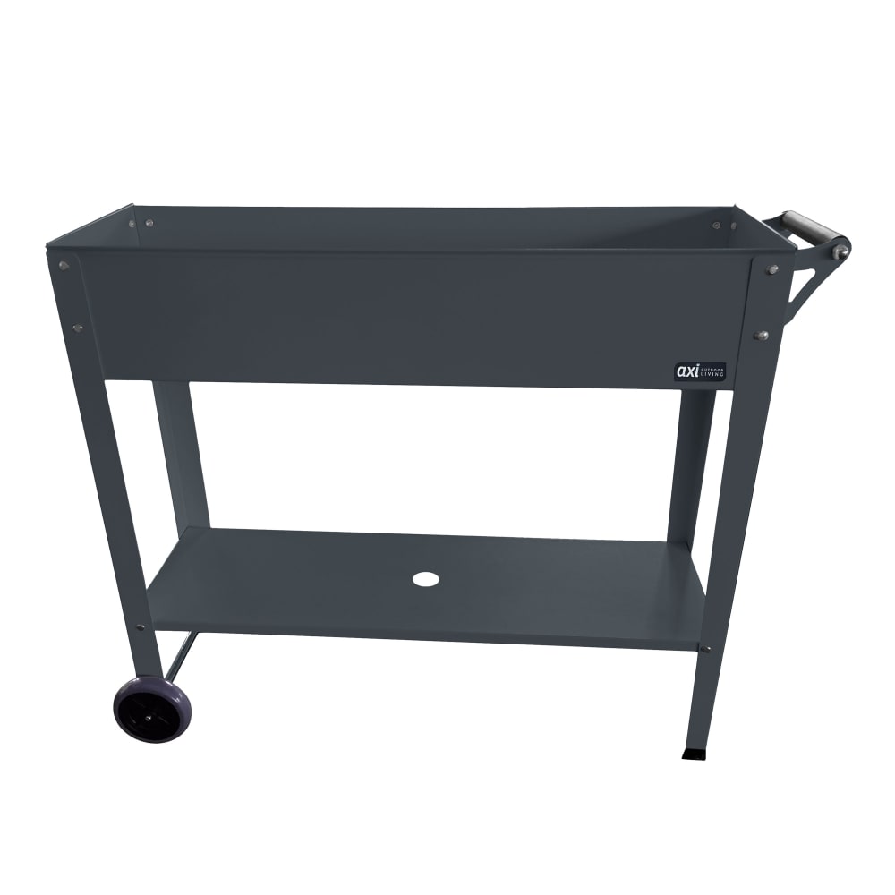 Jardinière surélevée avec tablette et roulettes en métal