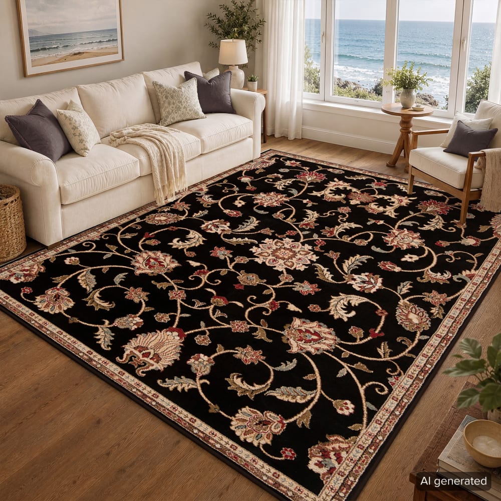 Tapis bohème traditionnel noir 200x290 — vue 3