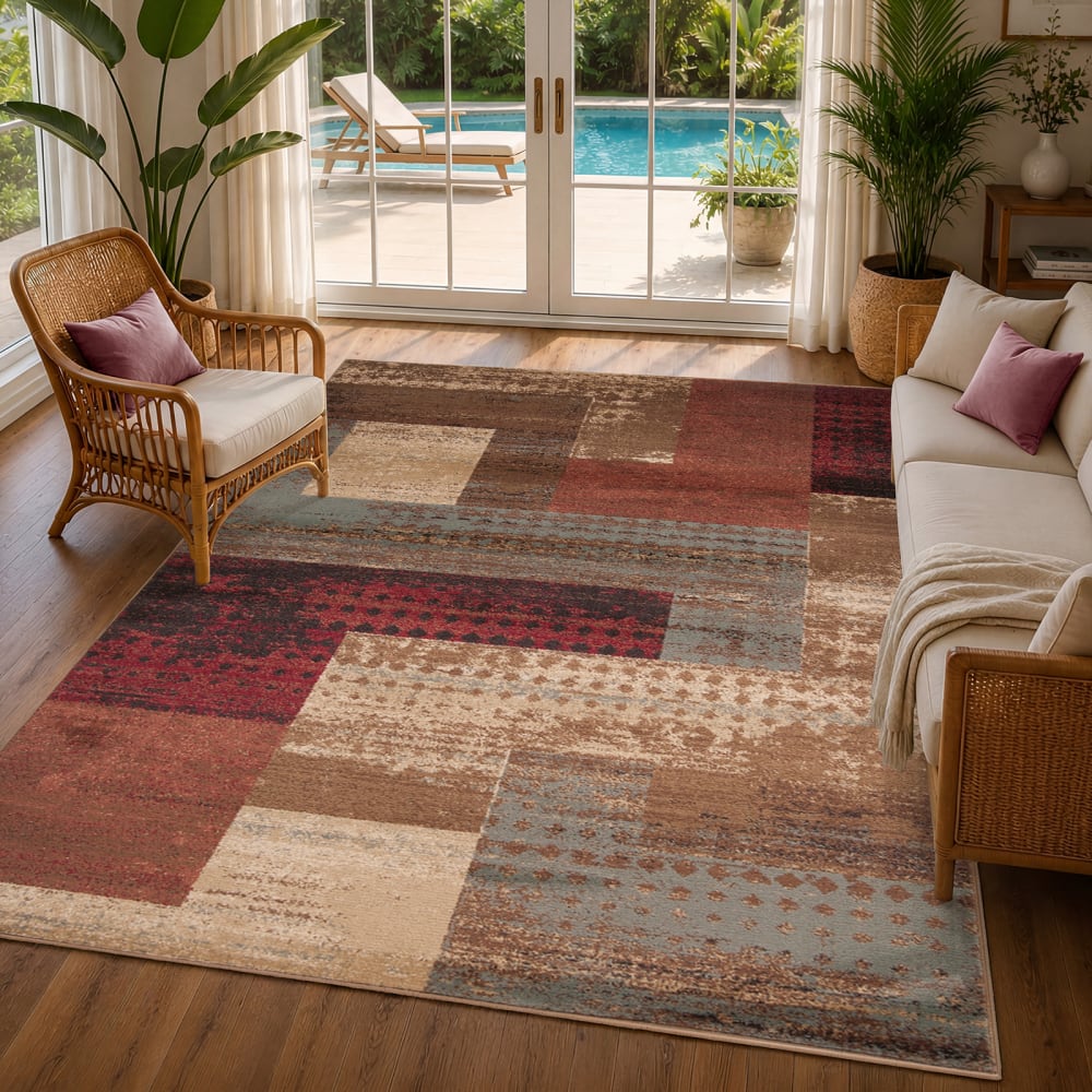 Tapis moderne graphique rouge foncé 160x230 — vue 3