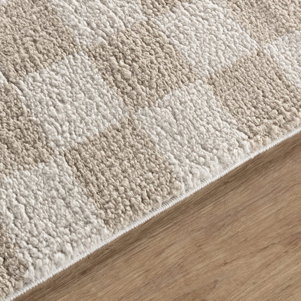 Tapis shaggy à carreaux lavable en machine beige 160x213 — vue 4