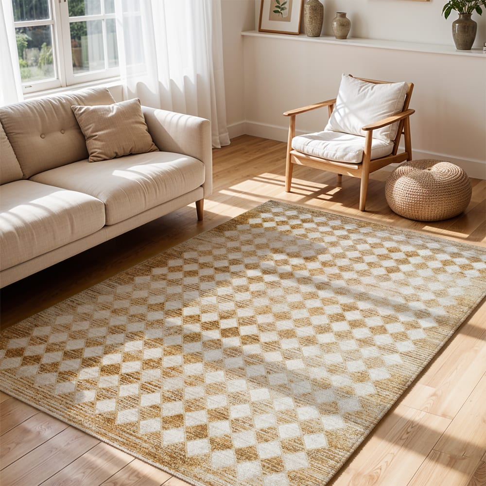 Galey alix x livabliss tapis géométrique taupe/moutarde 160x230 — vue 3