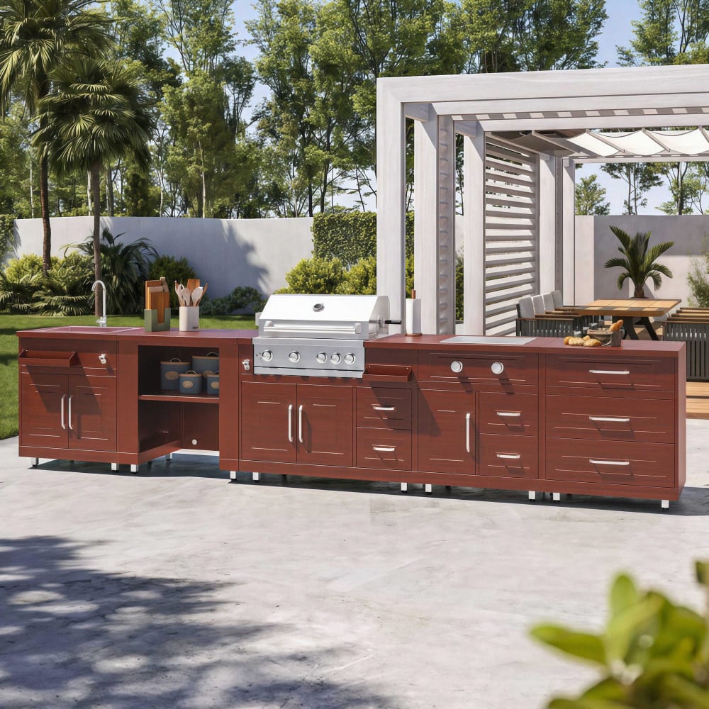 Cuisine d'extérieur 5 éléments dont 2 modules de cuisson brique