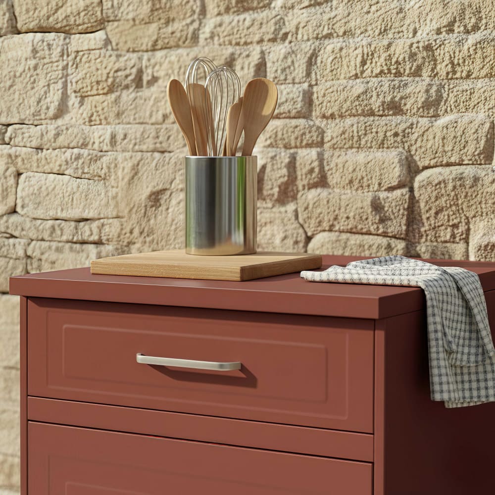 Meuble de cuisine extérieure 3 tiroirs brique