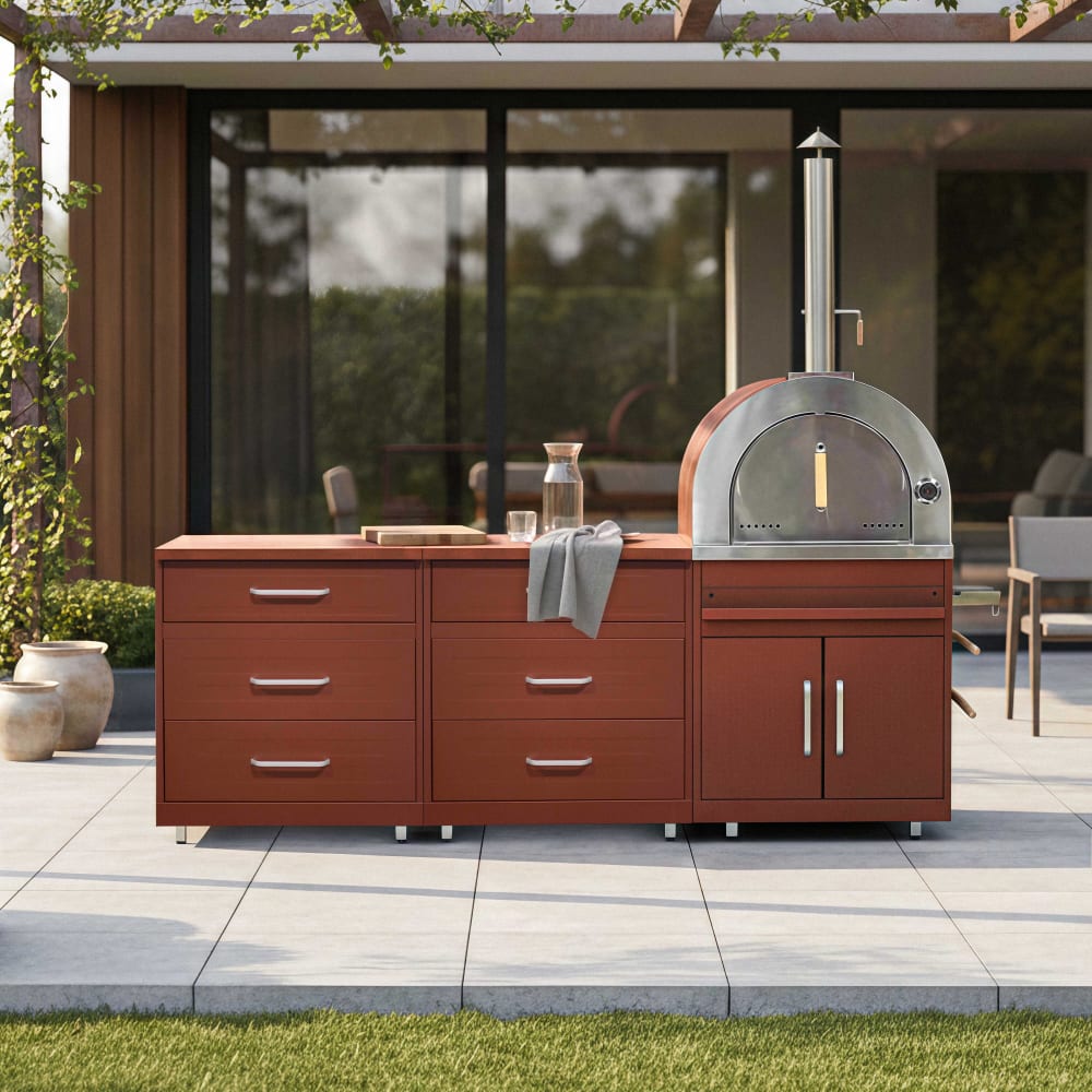 Cuisine d'extérieur 3 éléments avec four à pizza brique