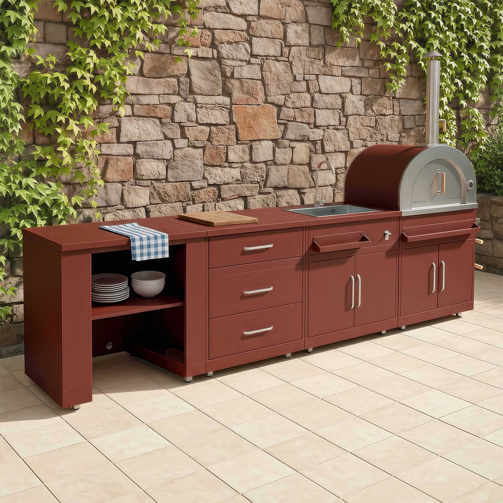 Cuisine d'extérieur 4 éléments avec four à pizza brique