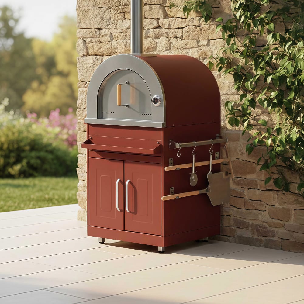 Meuble four à pizza pour cuisine d'extérieure brique