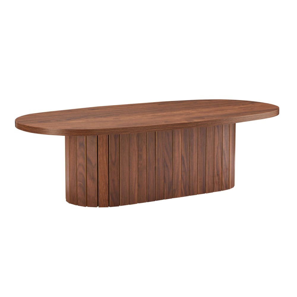 Table basse ovale en mélaminé bois foncé