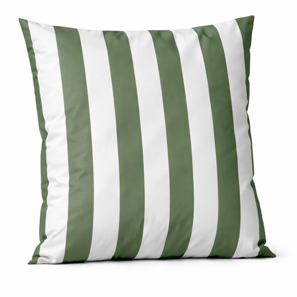 Coussin imperméable déhoussable à rayures arcachon polyester vert